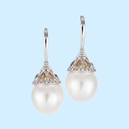 White Pearl Earrings - 12.5mm
