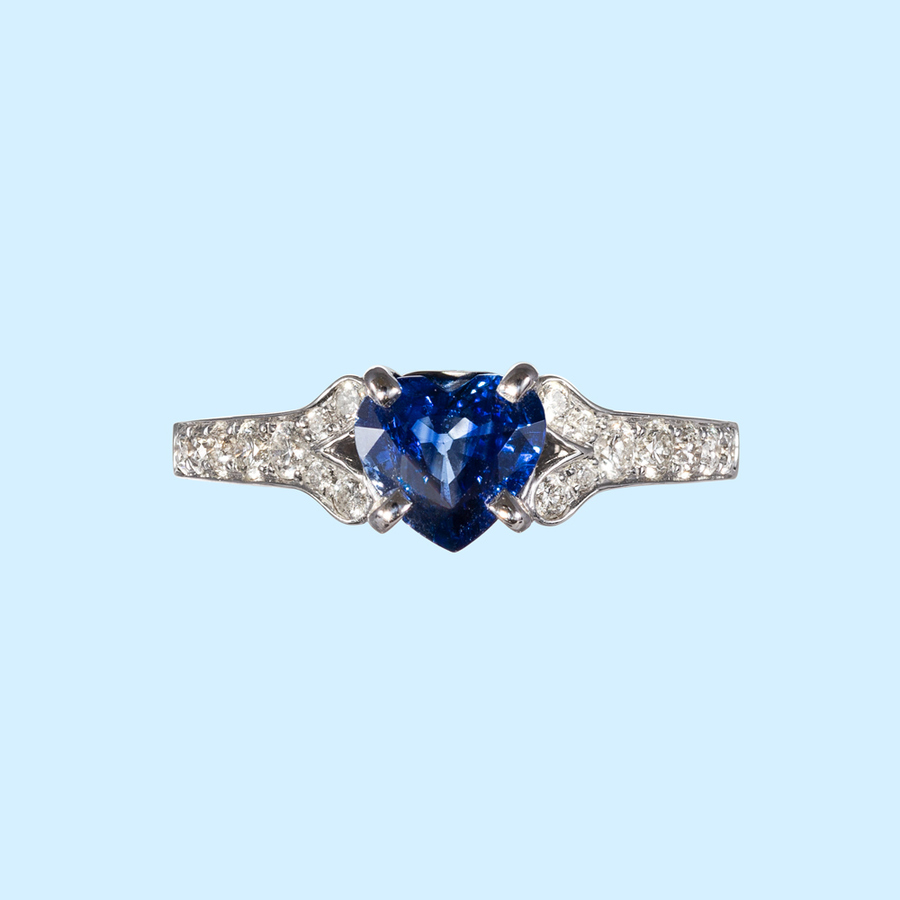 Heart Sapphire & Diamond Ring