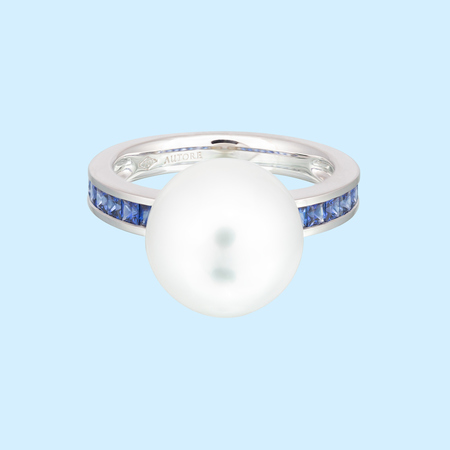 South Sea Pearl & Sapphire Ring