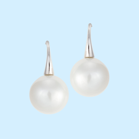 White Pearl Short Hook Earrings