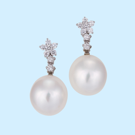 White Pearl & Diamond Cluster