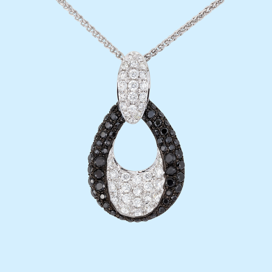 Black & White Diamond Drop Pendant