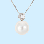White Pearl & Baguette Diamond Pendant