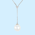 White Pearl & Diamond Triangle Pendant