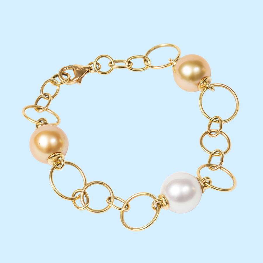 Bracelet w. White & Gold South Sea Pearls (Jewelmer)
