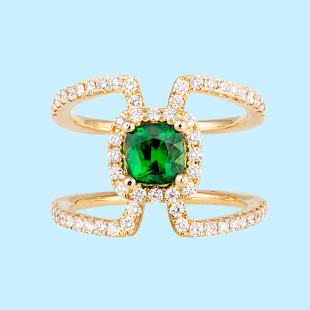 Tsavorite & Diamond Ring