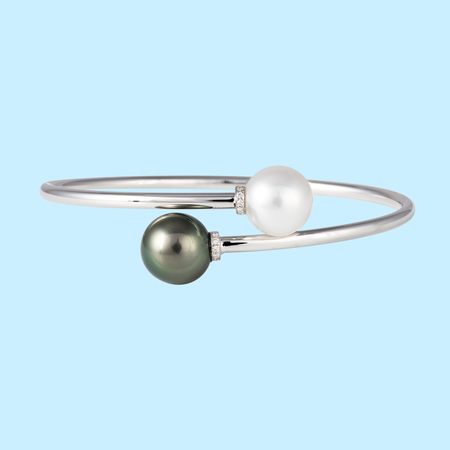 Tahitian & White South Sea Pearl Bangle