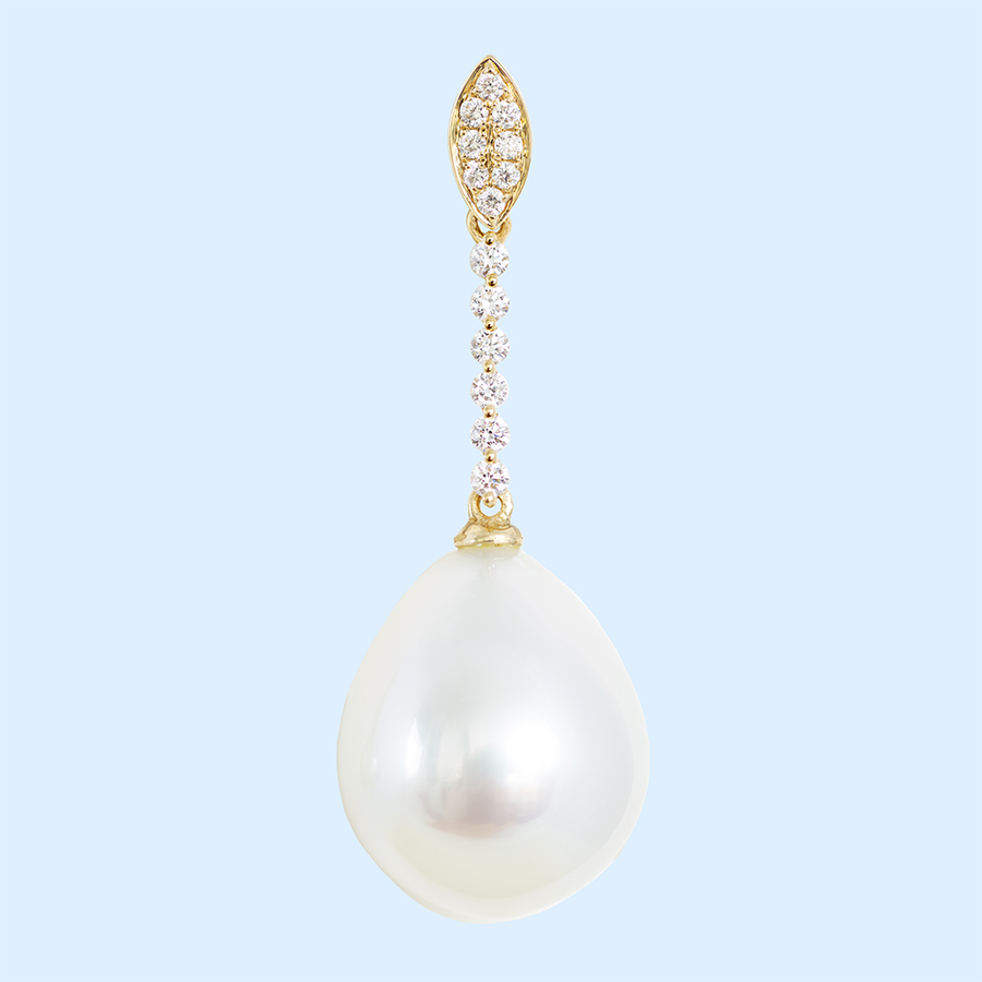 White South Sea Pearls & Diamond Drop Earrings