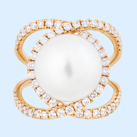 White South Sea Pearl & Diamond Ring