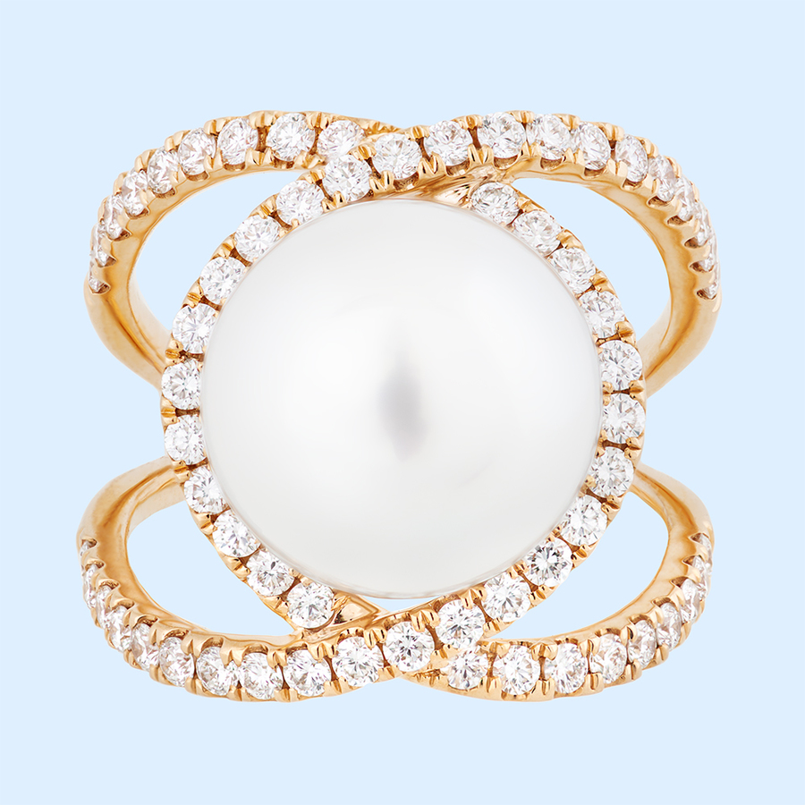 White South Sea Pearl & Diamond Ring