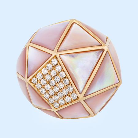 Diamond & Mother of Pearl 'Geo Dome' Ring