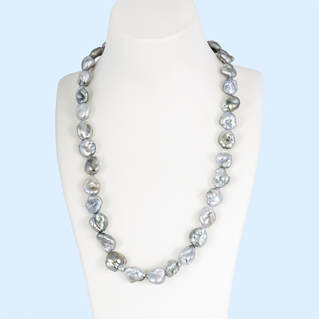 Silver Keshi Tahitian Black Pearl Strand