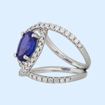 Cabochon Tanzanite & Diamond Ring