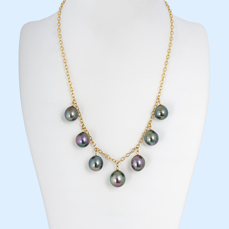 Seven Tahitian Black Pearls Necklace