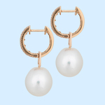 Ruby & Diamond Earrings w. White South Sea Pearls