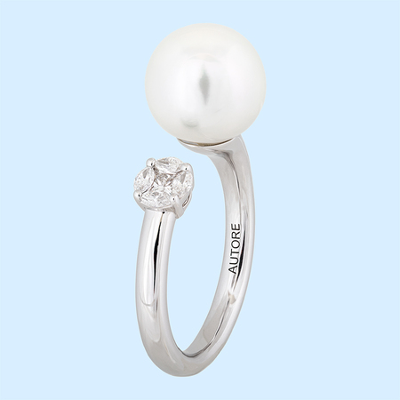 White South Sea Pearl & Diamond Ring - Open Setting (Autore)