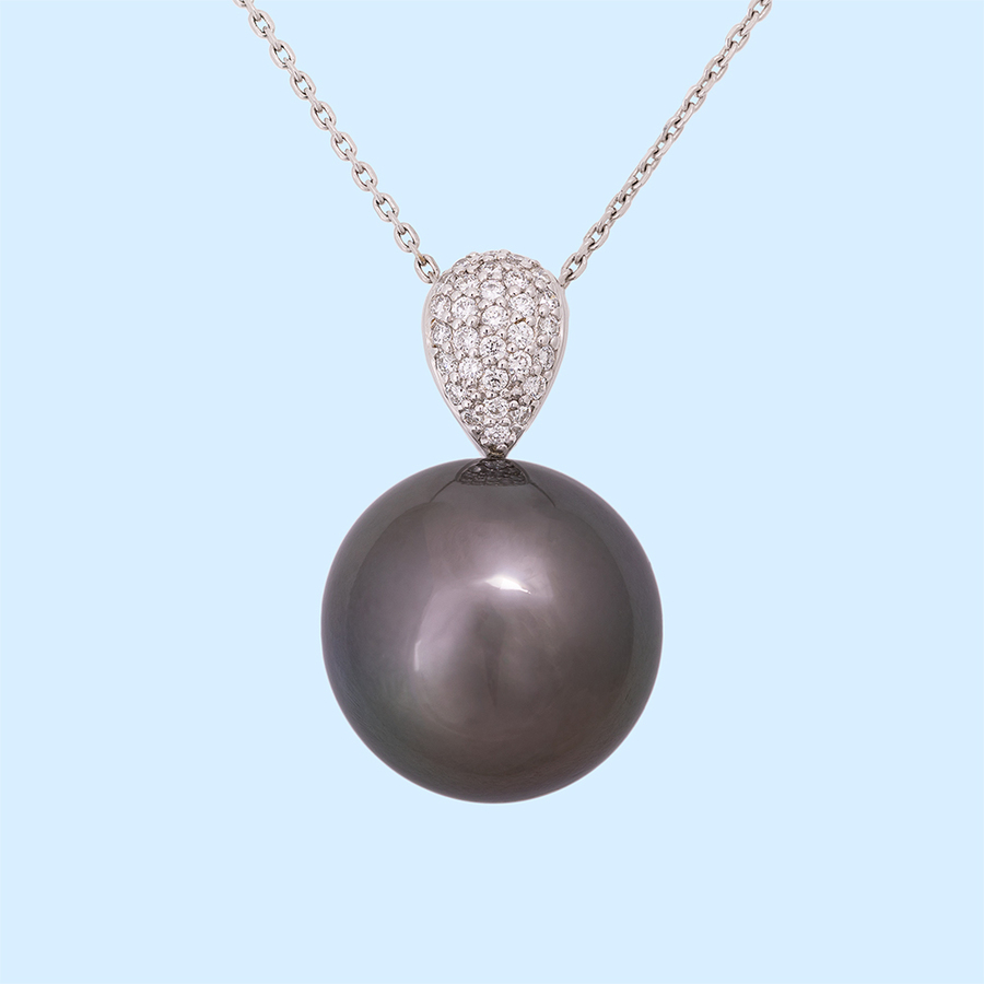 Tahitian Black Pearl & Diamond Pendant