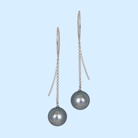 Tahitian Black Pearls on Elongated Hook & Chain setting